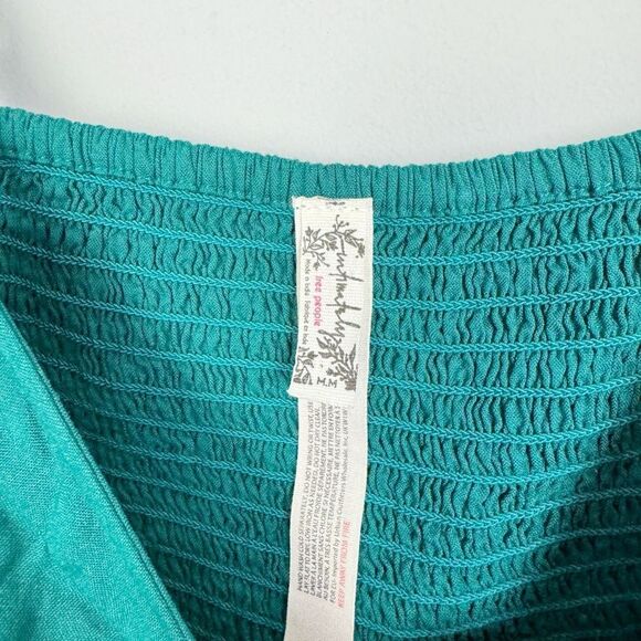 FREE PEOPLE | INTIMATELY Teal Green Crop Top Lace Accents Women’s Size Medium - Picture 5 of 9